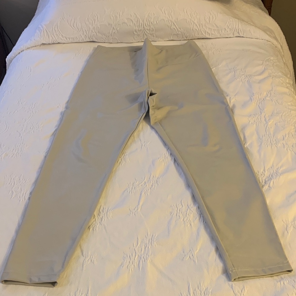 Boston Proper Ivory Faux Leather Pants